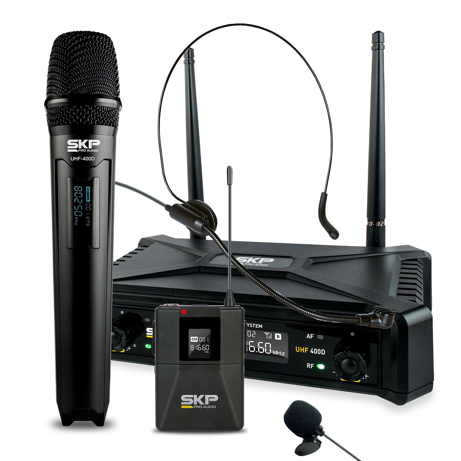 Kit Micrófono Inalámbrico SKP UHF 400D